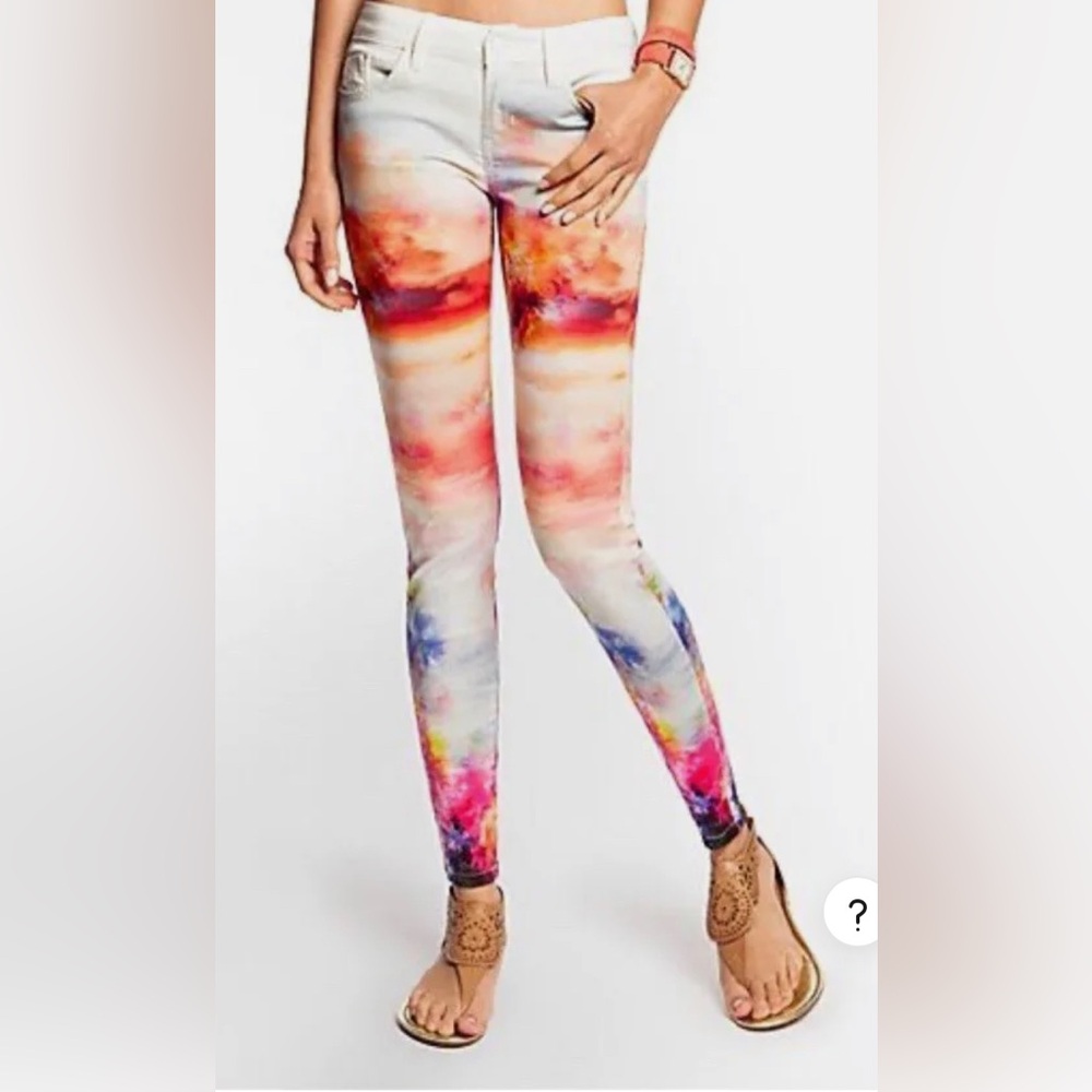 Guess Brittney skinny ankle watercolor jeans